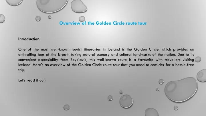 overview of the golden circle route tour