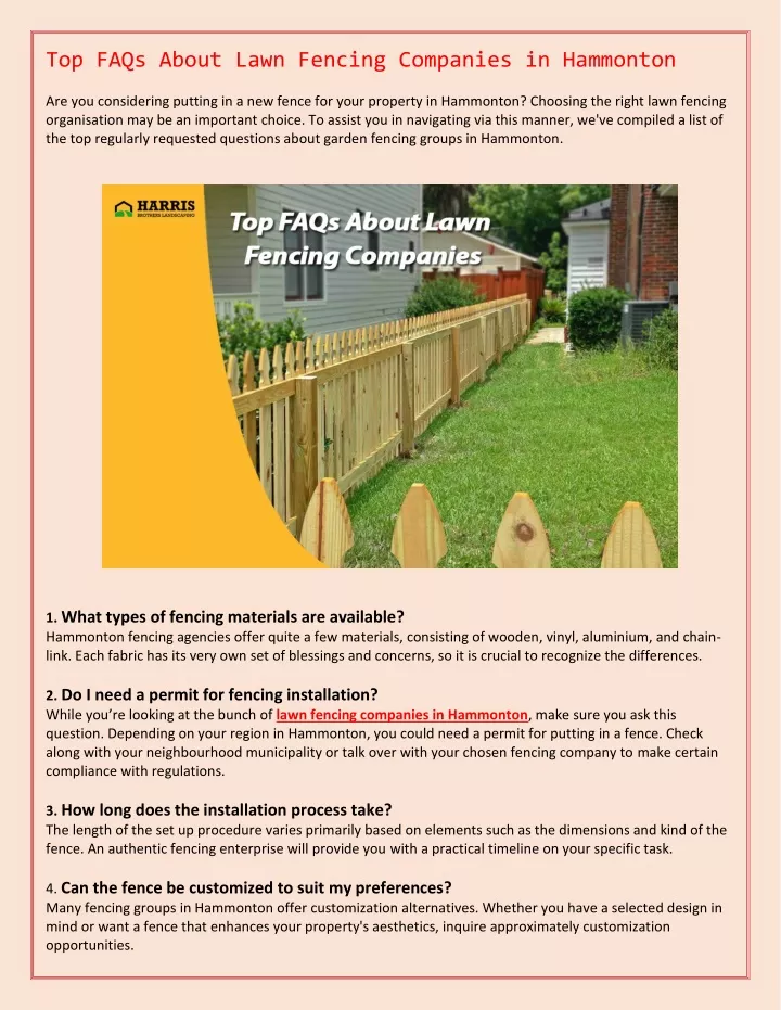 top faqs about lawn fencing companies