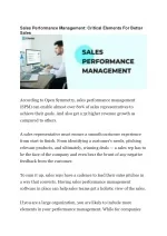 Sales Performance Management: Critical Elements For Better Sales - slide 1