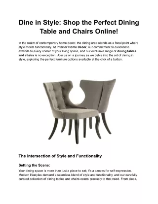 Dine in Style Shop the Perfect Dining Table and Chairs Online!