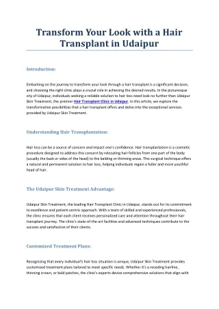 transform your look with a hair transplant