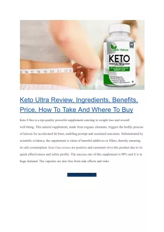 Keto Ultra Review, Ingredients, Benefits, Price, How To Take And Where To Buy