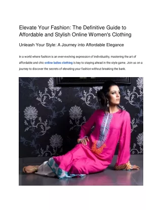Elevate Your Fashion: The Definitive Guide to Affordable and Stylish Online Wome