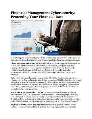 Financial Management Cybersecurity Protecting Your Financial Data