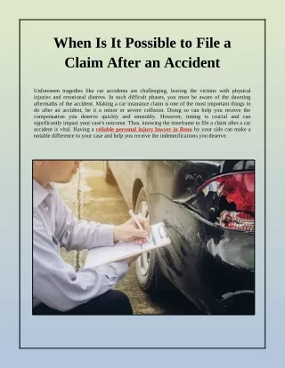 When Is It Possible to File a Claim After an Accident