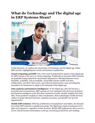 What do Technology and The digital age in ERP Systems Mean