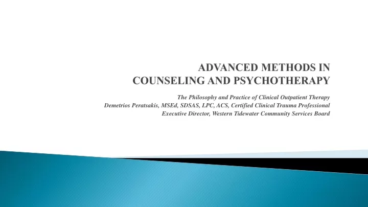 advanced methods in counseling and psychotherapy