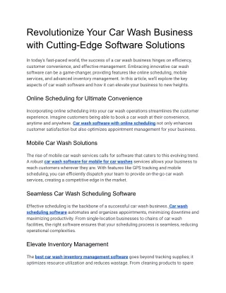 Revolutionize Your Car Wash Business with Cutting-Edge Software Solutions