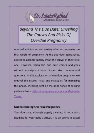 Beyond The Due Date Unveiling The Causes And Risks Of Overdue Pregnancy