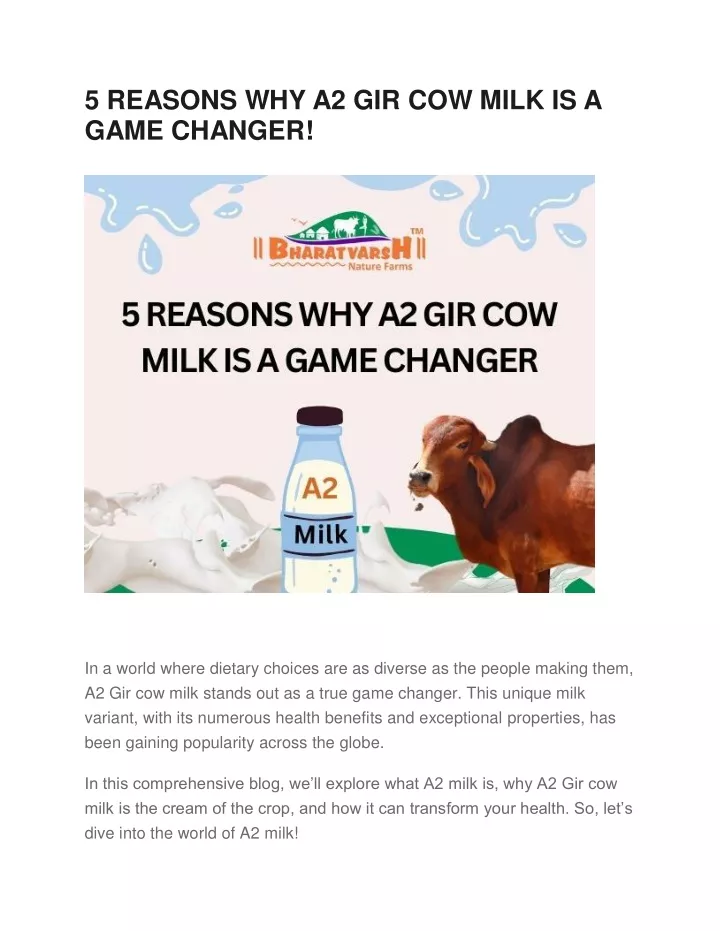 5 reasons why a2 gir cow milk is a game changer