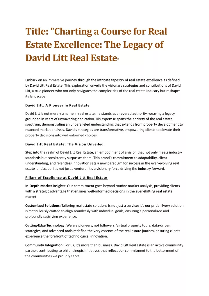 title charting a course for real estate