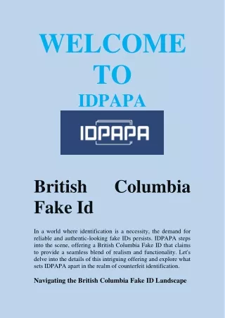 The British Columbia Fake ID Experience by IDPAPA