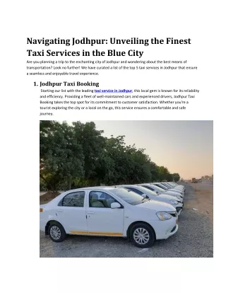 navigating jodhpur unveiling the finest taxi