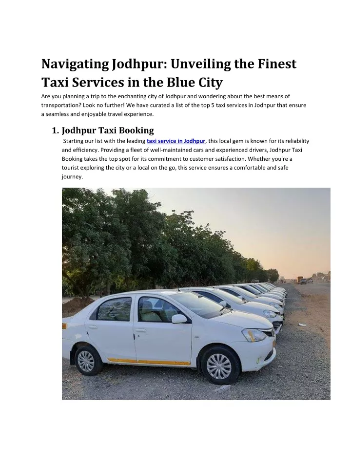 navigating jodhpur unveiling the finest taxi