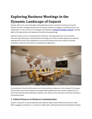 exploring business meetings in the dynamic
