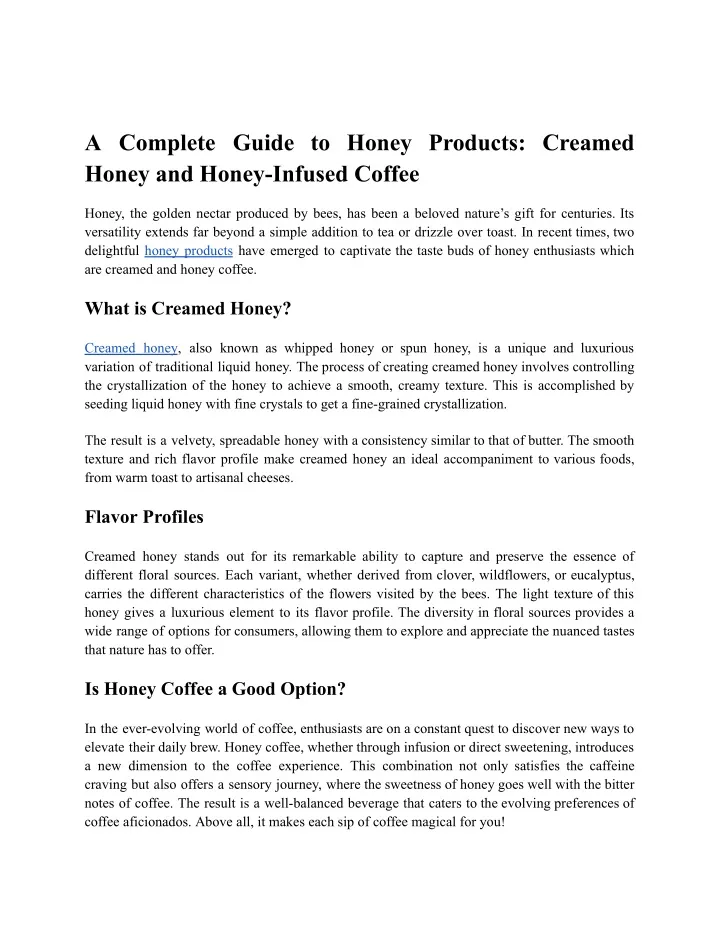 a complete guide to honey products creamed honey