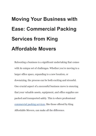 Moving Your Business with Ease_ Commercial Packing Services from King Affordable Movers