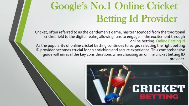 google s no 1 online cricket betting id provider