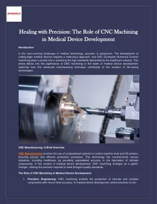 Healing with Precision The Role of CNC Machining in Medical Device Development