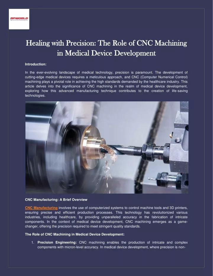 healing with precision the role of cnc machining