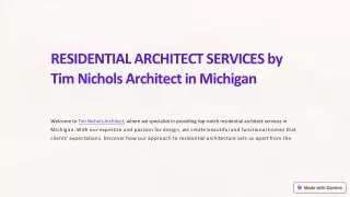 RESIDENTIAL ARCHITECT SERVICES by Tim Nichols Architect in Michigan