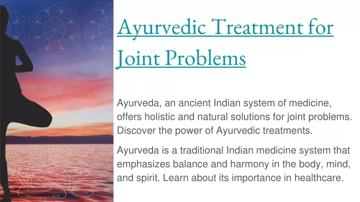 ayurvedic treatment for joint problems