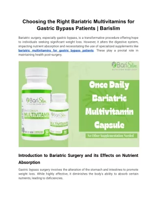 Choosing the Right Bariatric Multivitamins for Gastric Bypass Patients _ Barislim