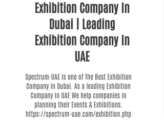 Exhibition Company In Dubai | Leading Exhibition Company In UAE
