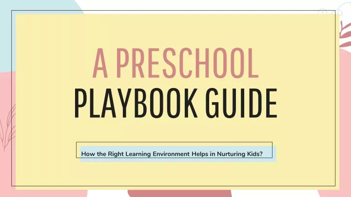 a preschool playbook guide