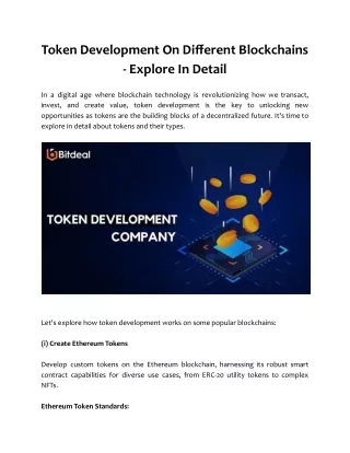 Token Development On Different Blockchains - Explore In Detail