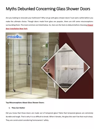 Myths Debunked Concerning Glass Shower Doors