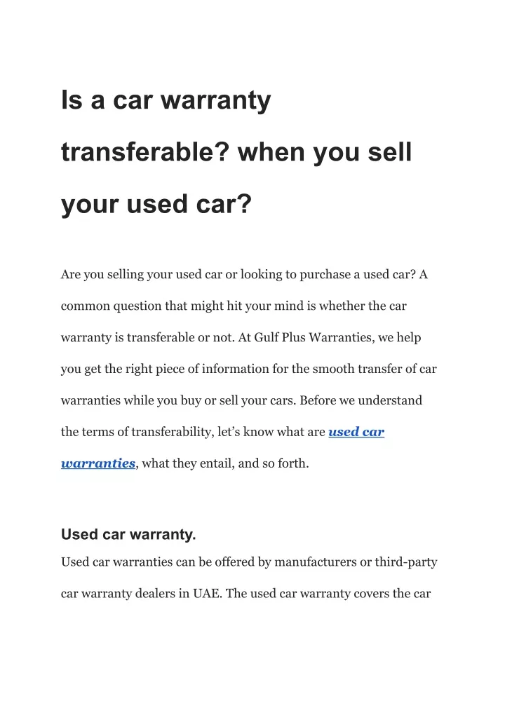 is a car warranty