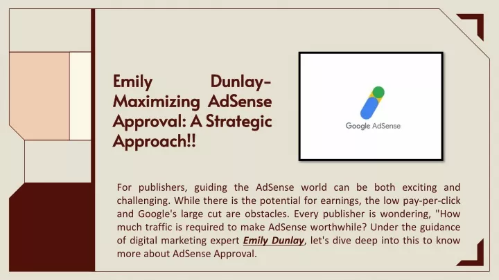 emily dunlay maximizing adsense approval a strategic approach