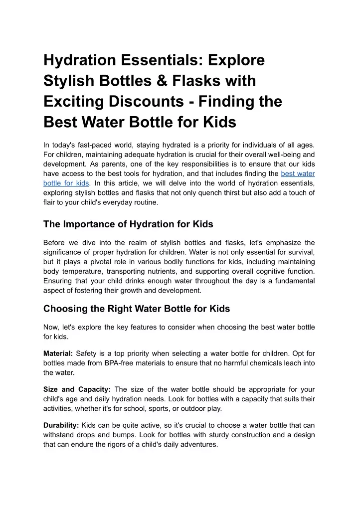 hydration essentials explore stylish bottles