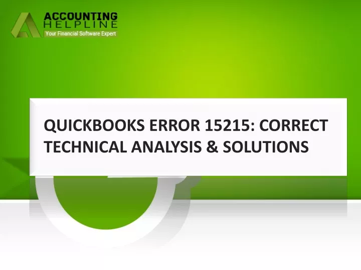 quickbooks error 15215 correct technical analysis solutions