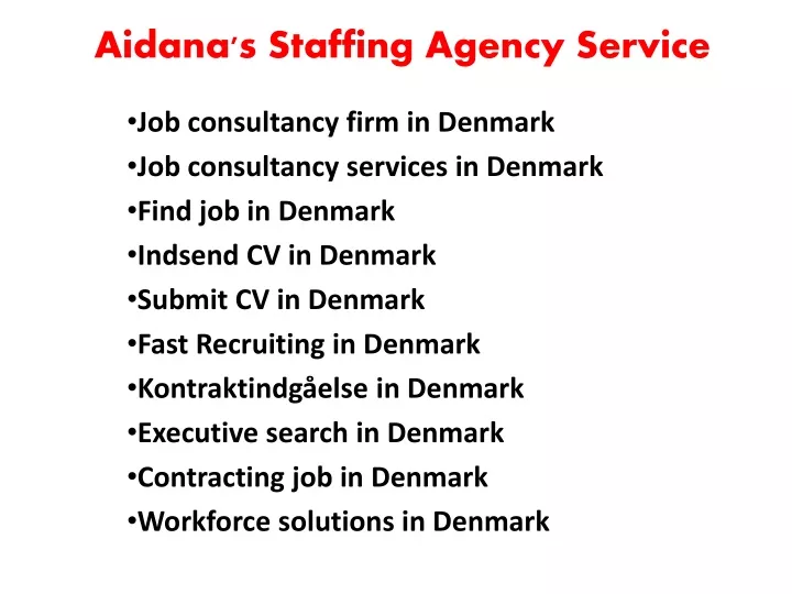 aidana s staffing agency service
