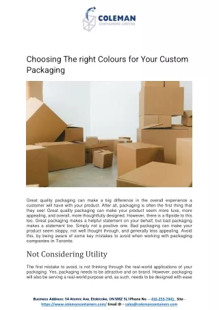 Choosing The right Colours for Your Custom Packaging