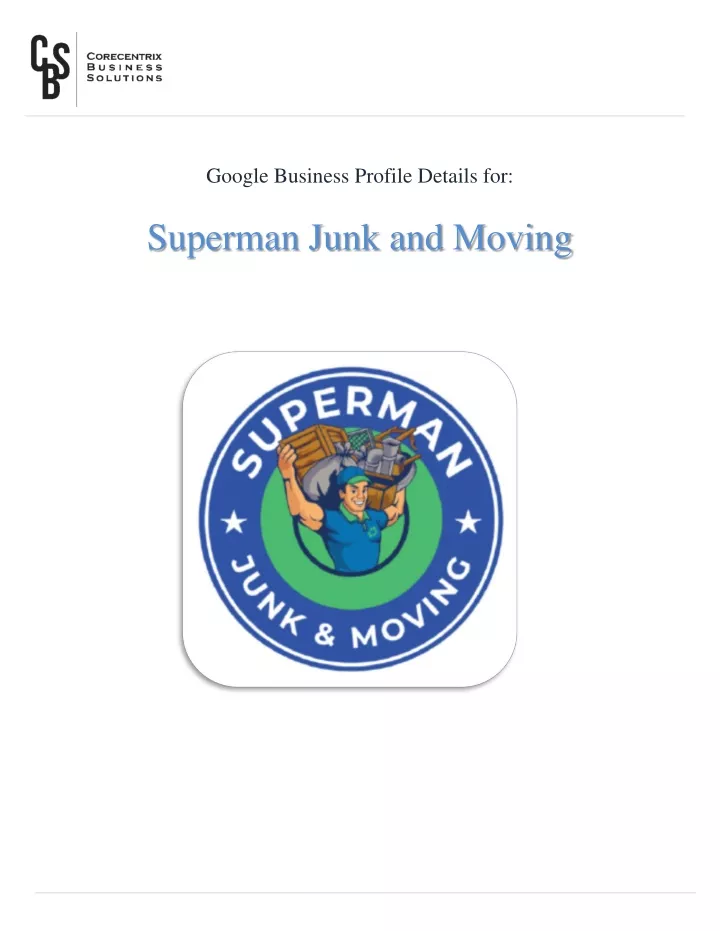 google business profile details for superman junk and moving