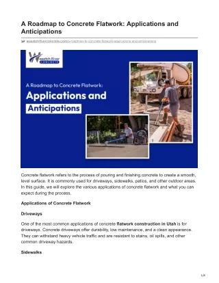 A Roadmap to Concrete Flatwork: Applications and Anticipations