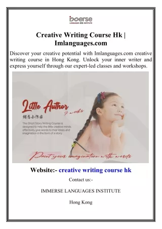 creative writing course hk imlanguages com