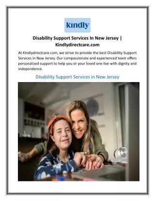 Disability Support Services In New Jersey  Kindlydirectcare