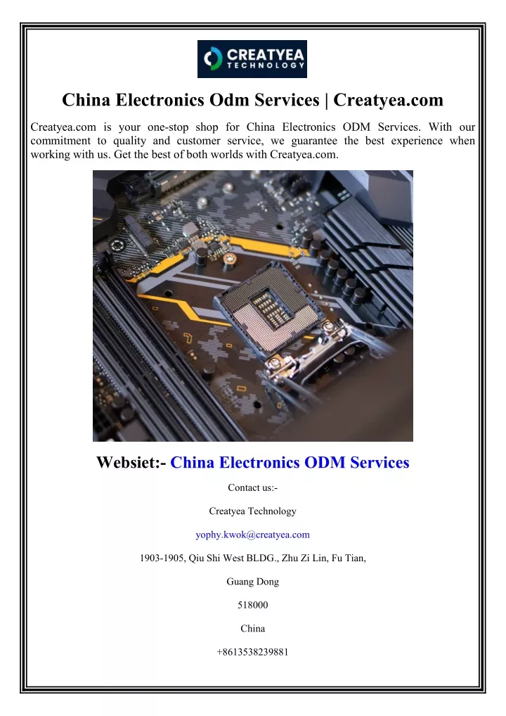 china electronics odm services creatyea com