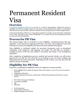 Permanent Resident Visa