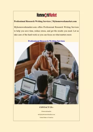 Professional Research Writing Services  Myhomeworkmarket.com