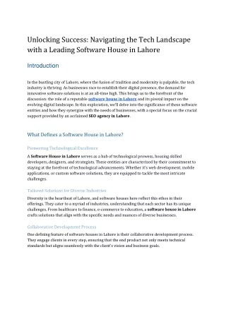 Unlocking Success_ Navigating the Tech Landscape with a Leading Software House in Lahore