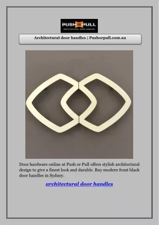 Architectural Door Handles | Pushorpull.com.au