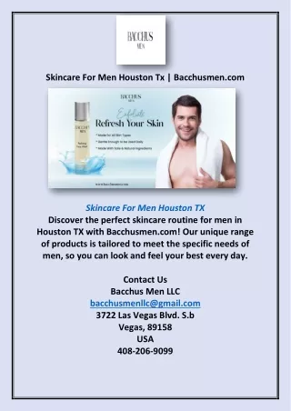 Skincare For Men Houston Tx | Bacchusmen.com