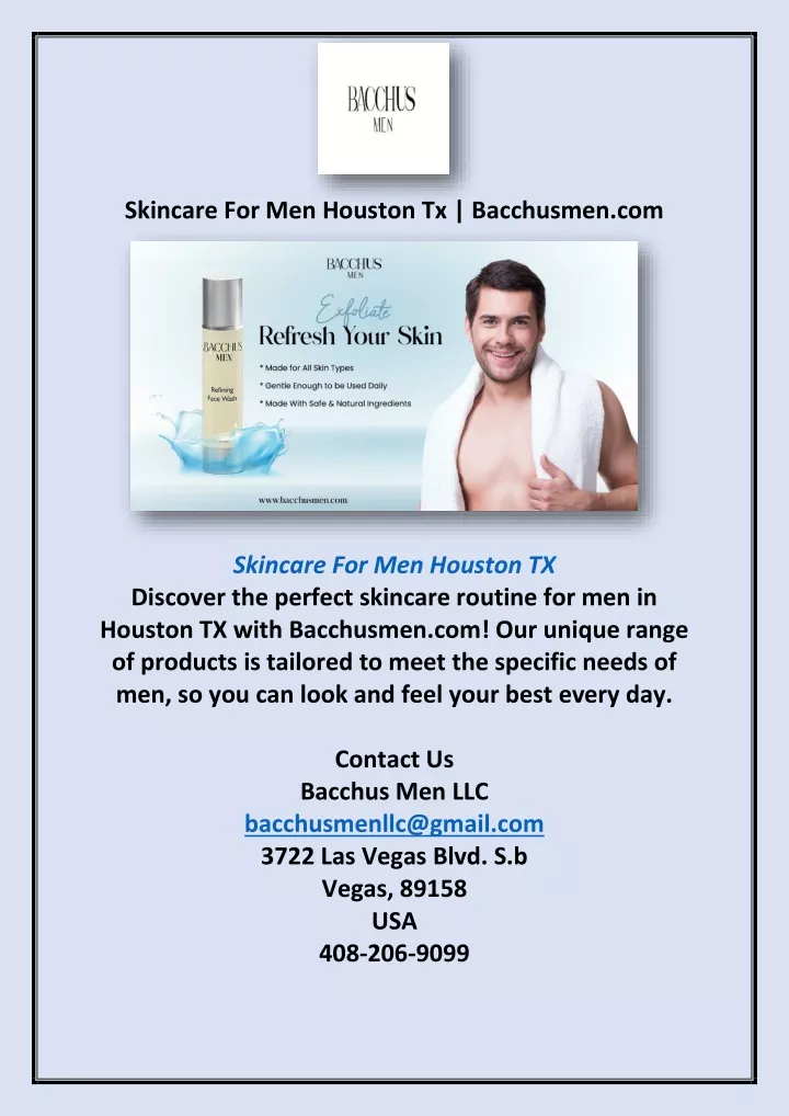 skincare for men houston tx bacchusmen com