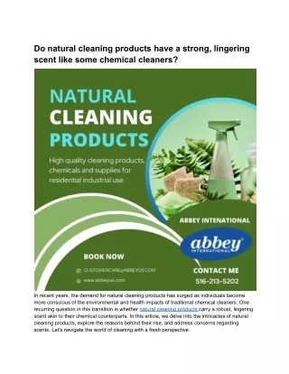 Do natural cleaning products have a strong, lingering scent like some chemical cleaners