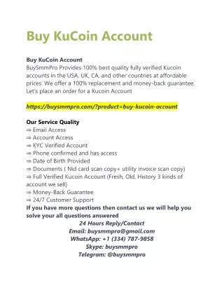 Buy KuCoin Account